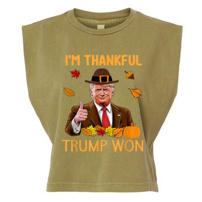 Im Thankful Trump Won Trump Thanksgiving Garment-Dyed Women's Muscle Tee