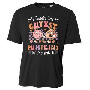 I Teach The Cutest Pumpkins In The Patch Retro Teacher Fall Cooling Performance Crew T-Shirt