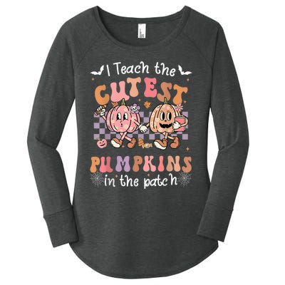 I Teach The Cutest Pumpkins In The Patch Retro Teacher Fall Women's Perfect Tri Tunic Long Sleeve Shirt