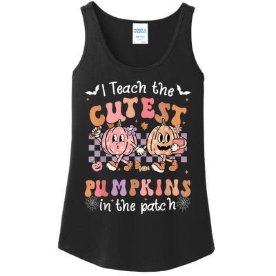 I Teach The Cutest Pumpkins In The Patch Retro Teacher Fall Ladies Essential Tank