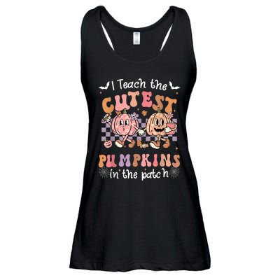 I Teach The Cutest Pumpkins In The Patch Retro Teacher Fall Ladies Essential Flowy Tank