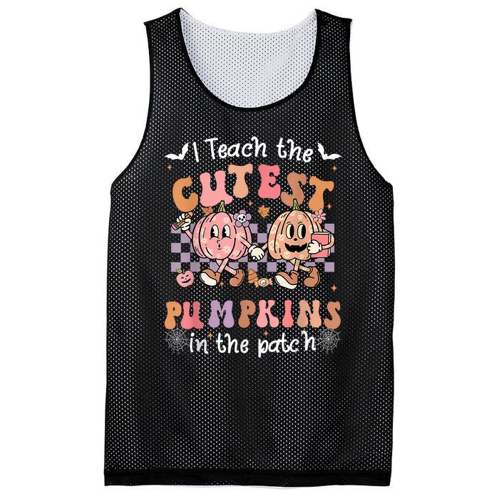 I Teach The Cutest Pumpkins In The Patch Retro Teacher Fall Mesh Reversible Basketball Jersey Tank