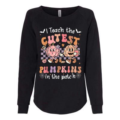 I Teach The Cutest Pumpkins In The Patch Retro Teacher Fall Womens California Wash Sweatshirt