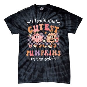 I Teach The Cutest Pumpkins In The Patch Retro Teacher Fall Tie-Dye T-Shirt