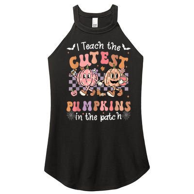 I Teach The Cutest Pumpkins In The Patch Retro Teacher Fall Women's Perfect Tri Rocker Tank