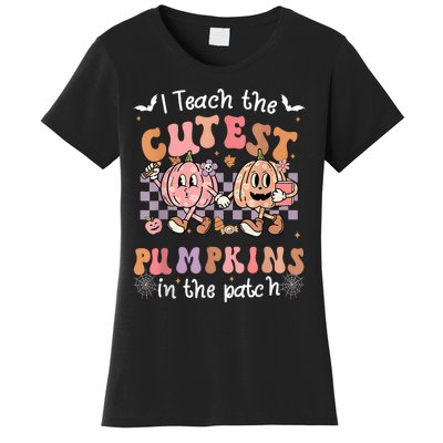 I Teach The Cutest Pumpkins In The Patch Retro Teacher Fall Women's T-Shirt