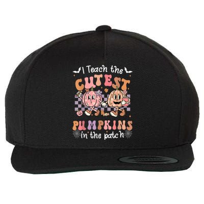 I Teach The Cutest Pumpkins In The Patch Retro Teacher Fall Wool Snapback Cap