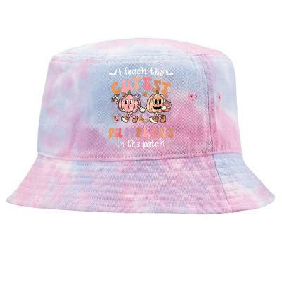 I Teach The Cutest Pumpkins In The Patch Retro Teacher Fall Tie-Dyed Bucket Hat