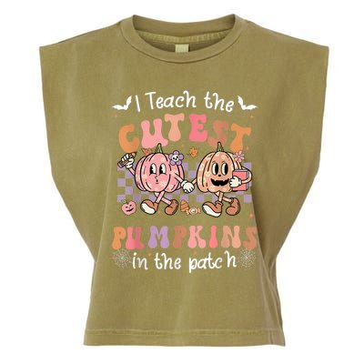 I Teach The Cutest Pumpkins In The Patch Retro Teacher Fall Garment-Dyed Women's Muscle Tee