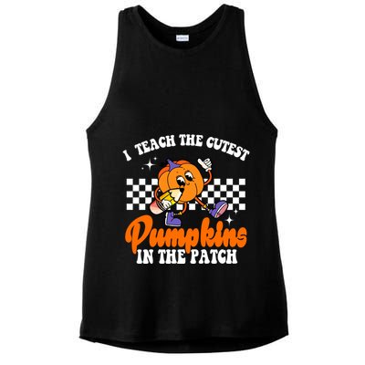 I Teach The Cutest Pumpkins Retro Teacher Halloween Ladies PosiCharge Tri-Blend Wicking Tank