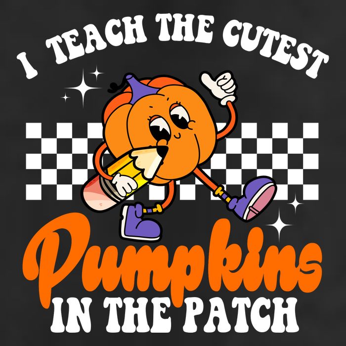 I Teach The Cutest Pumpkins Retro Teacher Halloween 7 Panel Mesh Trucker Snapback Hat