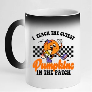 I Teach The Cutest Pumpkins Retro Teacher Halloween 11oz Black Color Changing Mug