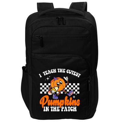 I Teach The Cutest Pumpkins Retro Teacher Halloween Impact Tech Backpack