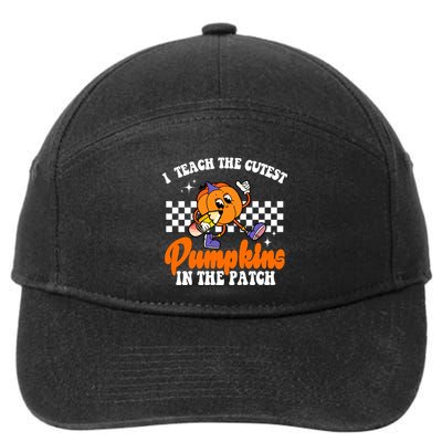I Teach The Cutest Pumpkins Retro Teacher Halloween 7-Panel Snapback Hat