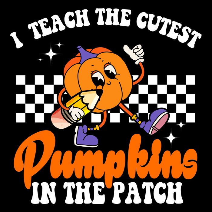 I Teach The Cutest Pumpkins Retro Teacher Halloween Drawstring Bag