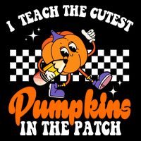 I Teach The Cutest Pumpkins Retro Teacher Halloween 16 in Basic Backpack