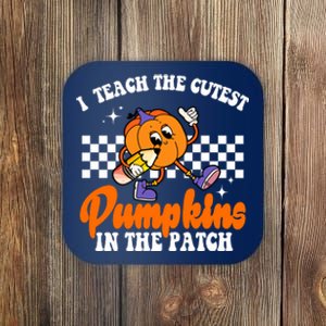 I Teach The Cutest Pumpkins Retro Teacher Halloween Coaster