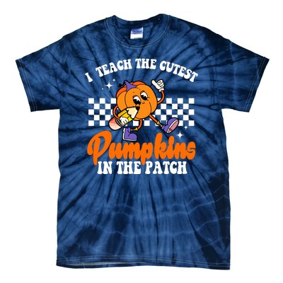 I Teach The Cutest Pumpkins Retro Teacher Halloween Tie-Dye T-Shirt