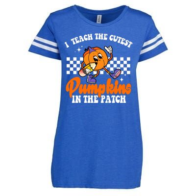 I Teach The Cutest Pumpkins Retro Teacher Halloween Enza Ladies Jersey Football T-Shirt