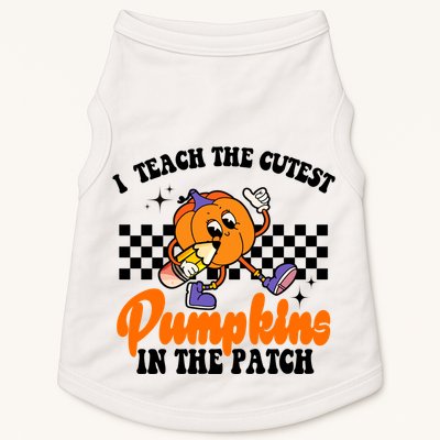 I Teach The Cutest Pumpkins Retro Teacher Halloween Doggie Tank