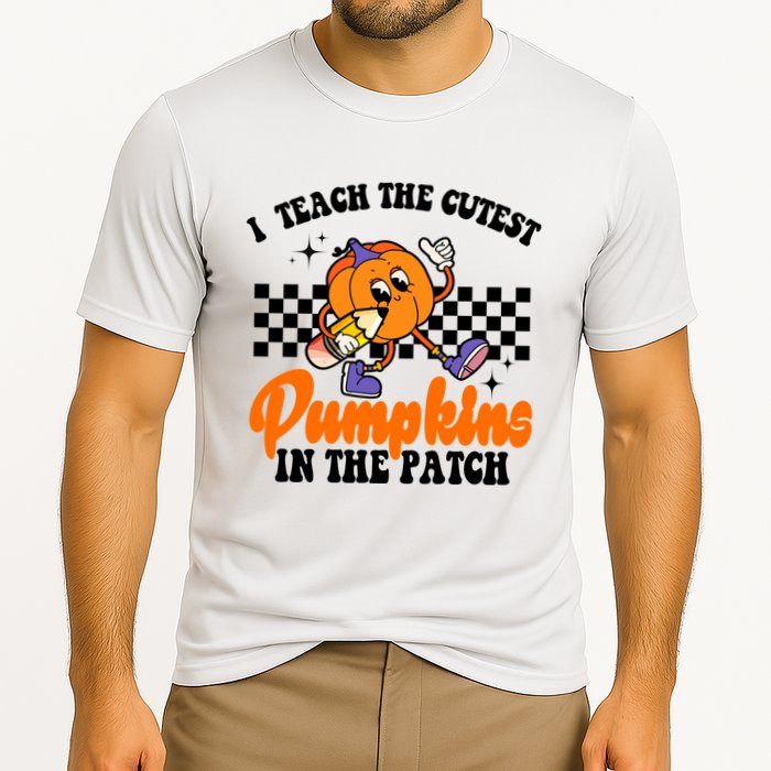 I Teach The Cutest Pumpkins Retro Teacher Halloween Cooling Performance Crew T-Shirt