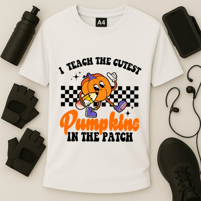 I Teach The Cutest Pumpkins Retro Teacher Halloween Cooling Performance Crew T-Shirt