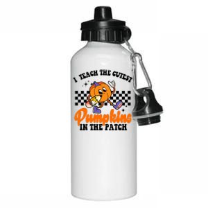 I Teach The Cutest Pumpkins Retro Teacher Halloween Aluminum Water Bottle