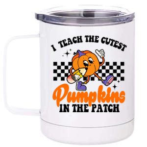 I Teach The Cutest Pumpkins Retro Teacher Halloween 12 oz Stainless Steel Tumbler Cup