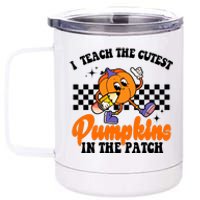 I Teach The Cutest Pumpkins Retro Teacher Halloween 12 oz Stainless Steel Tumbler Cup