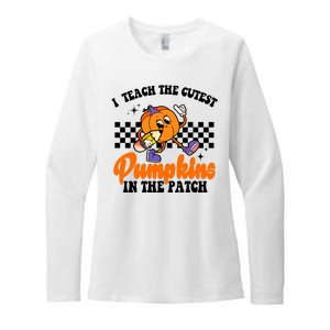 I Teach The Cutest Pumpkins Retro Teacher Halloween Womens CVC Long Sleeve Shirt