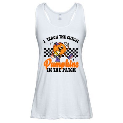 I Teach The Cutest Pumpkins Retro Teacher Halloween Ladies Essential Flowy Tank