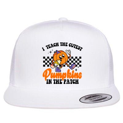 I Teach The Cutest Pumpkins Retro Teacher Halloween Flatbill Hat