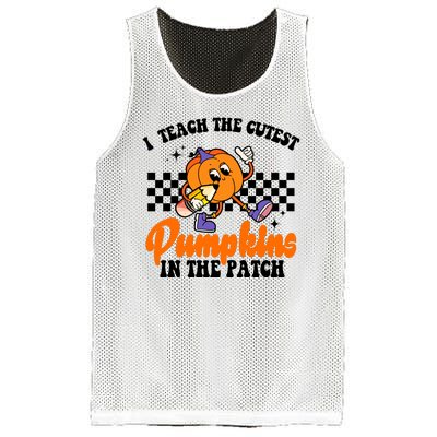 I Teach The Cutest Pumpkins Retro Teacher Halloween Mesh Reversible Basketball Jersey Tank