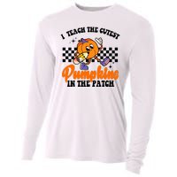 I Teach The Cutest Pumpkins Retro Teacher Halloween Cooling Performance Long Sleeve Crew