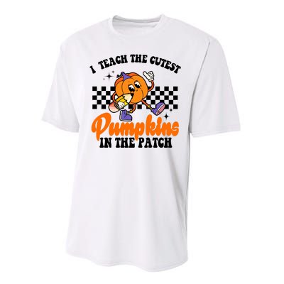 I Teach The Cutest Pumpkins Retro Teacher Halloween Performance Sprint T-Shirt