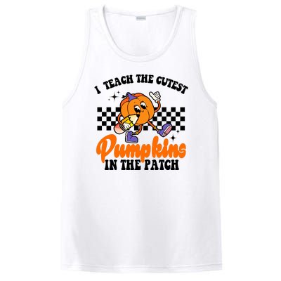 I Teach The Cutest Pumpkins Retro Teacher Halloween PosiCharge Competitor Tank