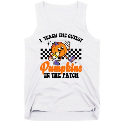 I Teach The Cutest Pumpkins Retro Teacher Halloween Tank Top