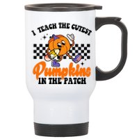 I Teach The Cutest Pumpkins Retro Teacher Halloween Stainless Steel Travel Mug