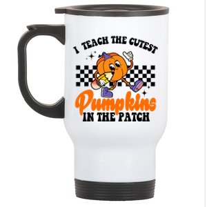 I Teach The Cutest Pumpkins Retro Teacher Halloween Stainless Steel Travel Mug