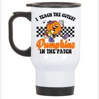 I Teach The Cutest Pumpkins Retro Teacher Halloween Stainless Steel Travel Mug