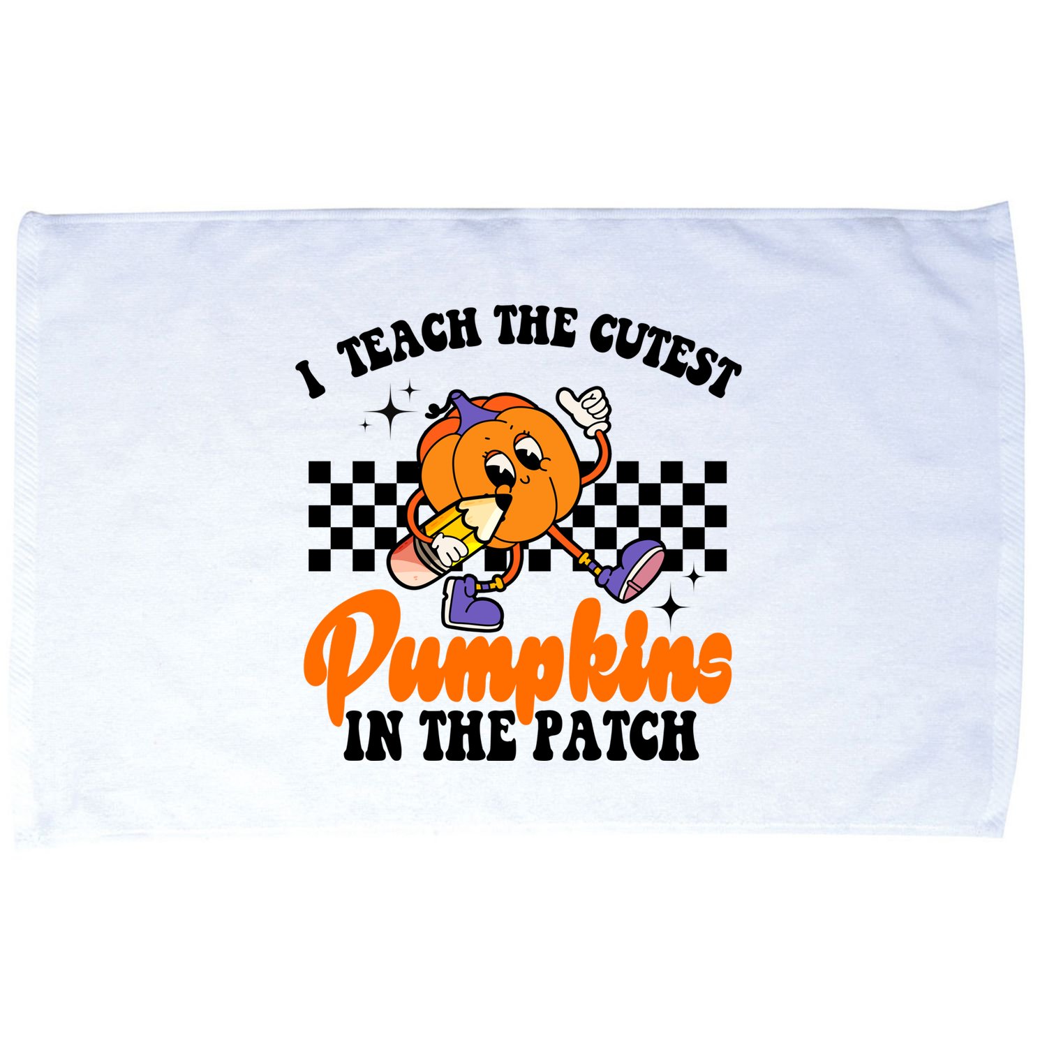 I Teach The Cutest Pumpkins Retro Teacher Halloween Microfiber Hand Towel
