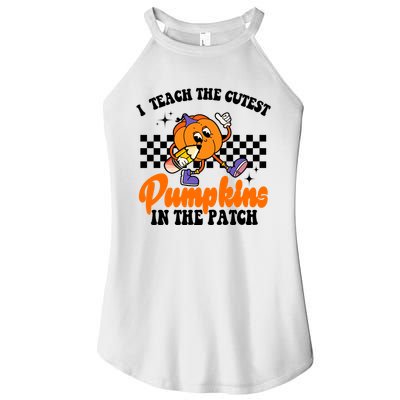 I Teach The Cutest Pumpkins Retro Teacher Halloween Women's Perfect Tri Rocker Tank