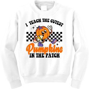 I Teach The Cutest Pumpkins Retro Teacher Halloween Kids Sweatshirt