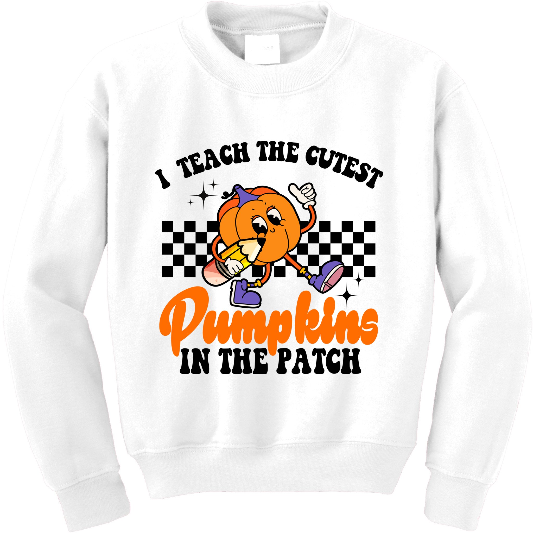 I Teach The Cutest Pumpkins Retro Teacher Halloween Kids Sweatshirt