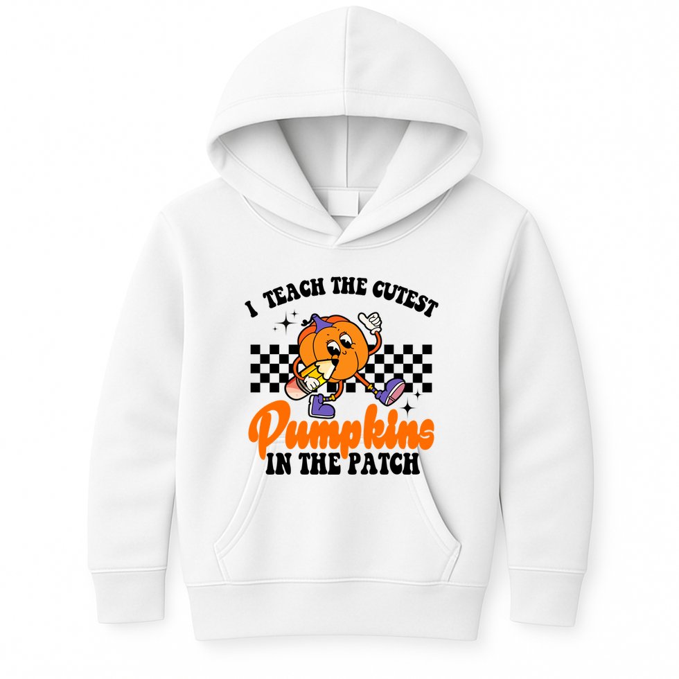 I Teach The Cutest Pumpkins Retro Teacher Halloween Kids Hoodie