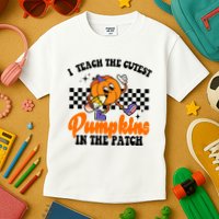 I Teach The Cutest Pumpkins Retro Teacher Halloween Kids T-Shirt