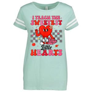 I Teach The Sweetest Little Hearts Valentines Day Teachers Enza Ladies Jersey Football T-Shirt