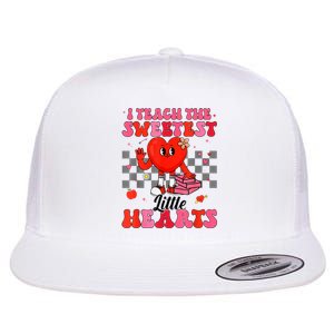 I Teach The Sweetest Little Hearts Valentines Day Teachers Flat Bill Trucker Hat