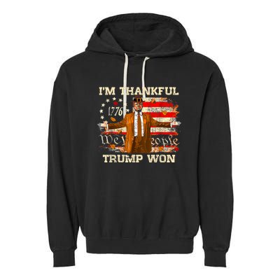 IM Thankful Trump Won Thanksgiving Turkey Fall Women Garment-Dyed Fleece Hoodie