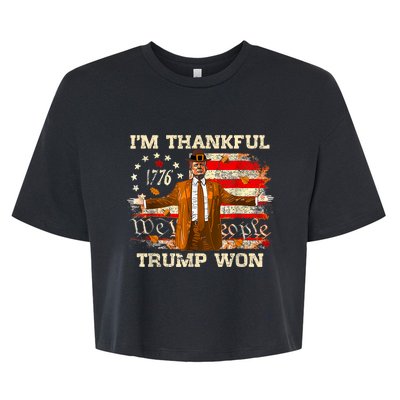 IM Thankful Trump Won Thanksgiving Turkey Fall Women Bella+Canvas Jersey Crop Tee